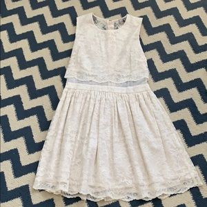 ASOS zip up sheer back white lace dress size 10